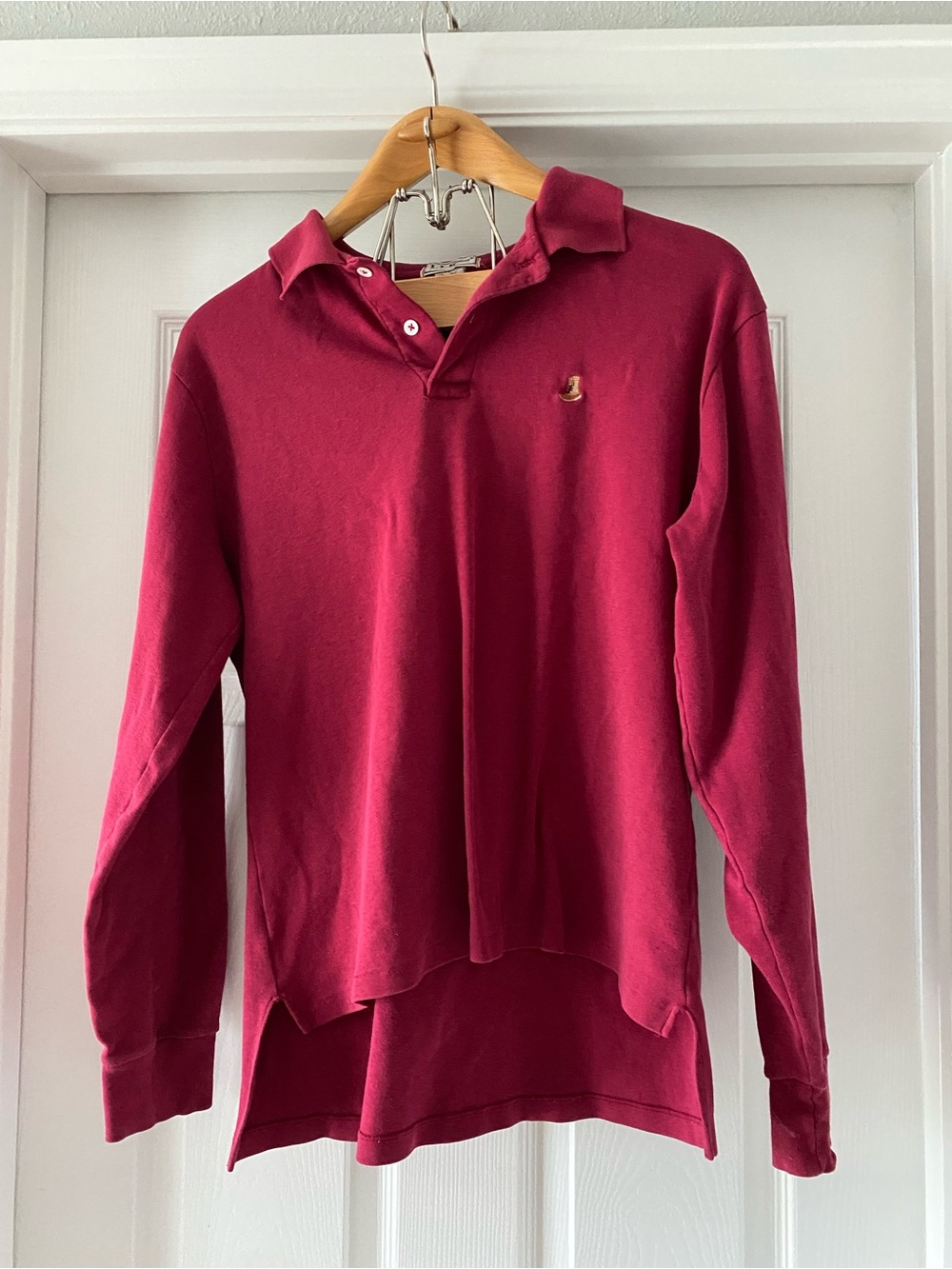Vintage 90s Maroon LL Bean Bean Boot Long Sleeve Polo Size Large